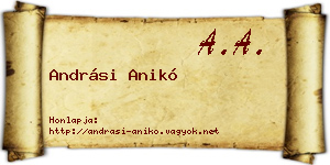 Andrási Anikó névjegykártya
